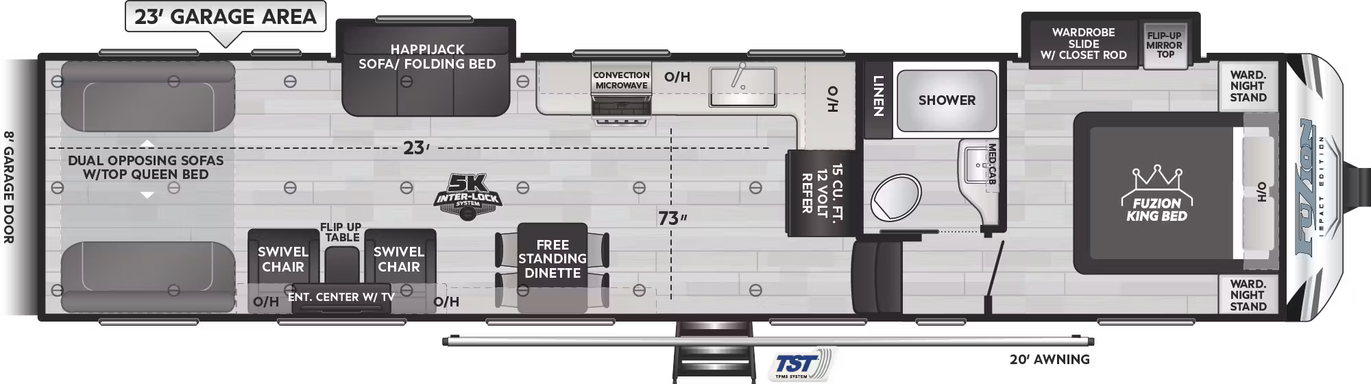 View 2026 Keystone Fuzion Impact 3423 complete specs and manufacturer brochures