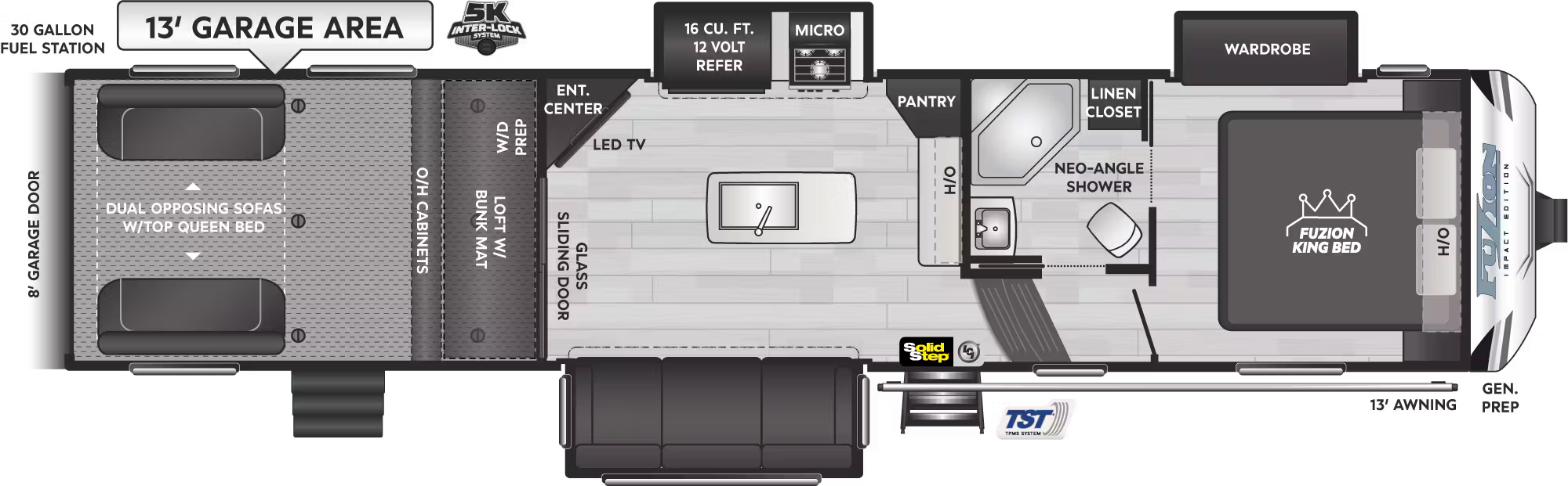 View 2026 Keystone Fuzion Impact 343 complete specs and manufacturer brochures