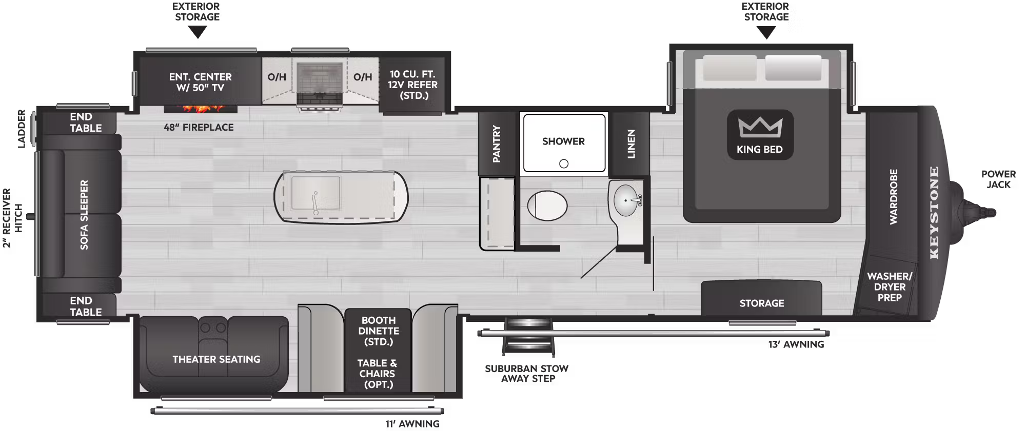 View 2026 Keystone Outback 328RL complete specs and manufacturer brochures