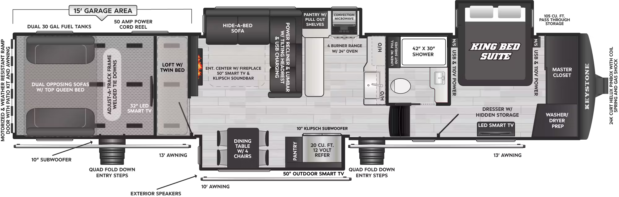 View 2026 Keystone Raptor 441 complete specs and manufacturer brochures