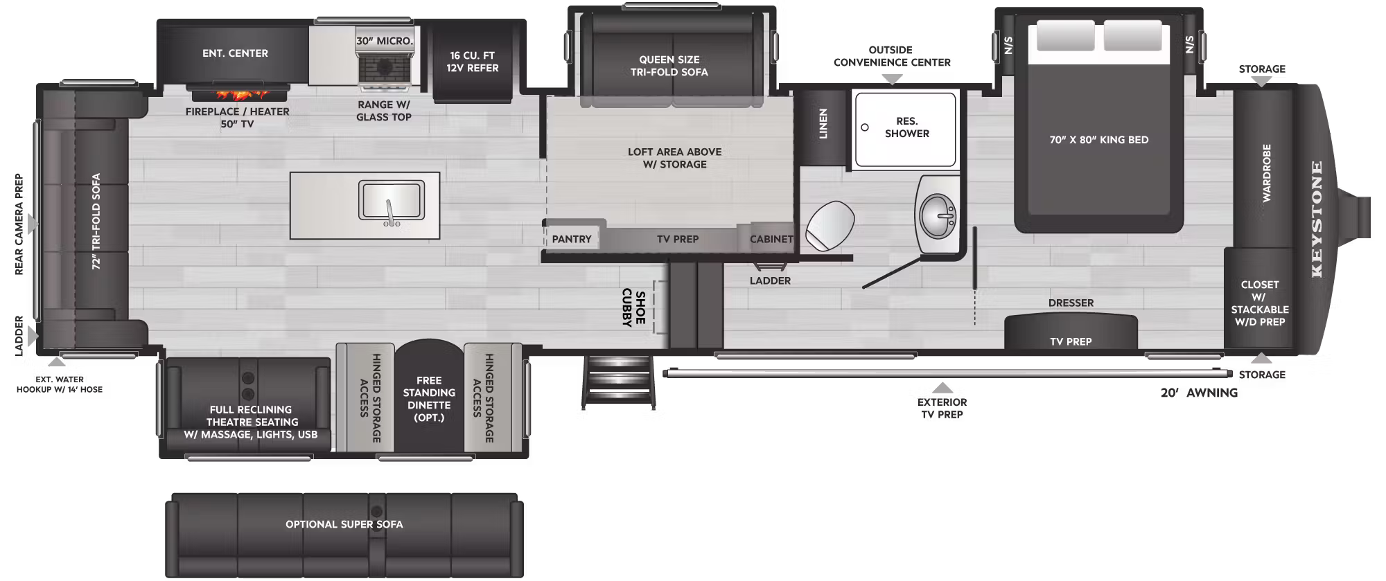 View 2026 Keystone Sprinter 3590LFT complete specs and manufacturer brochures
