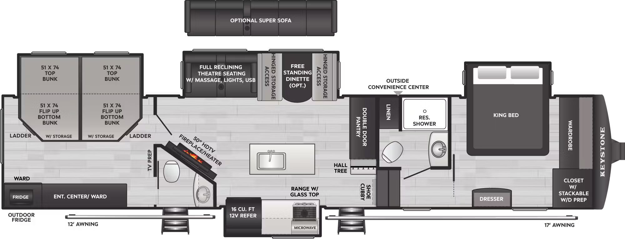 View 2026 Keystone Sprinter 3810QBS complete specs and manufacturer brochures
