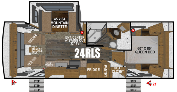 View 2026 Outdoors RV Timber Ridge Mountain Series 24RLS complete specs and manufacturer brochures
