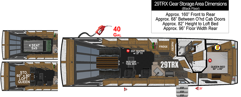View 2026 Outdoors RV Trail Series Titanium 29TRX complete specs and manufacturer brochures