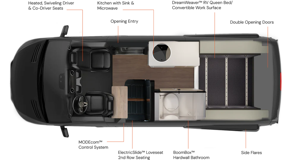 View 2026 Storyteller Overland Dark MODE XO complete specs and manufacturer brochures