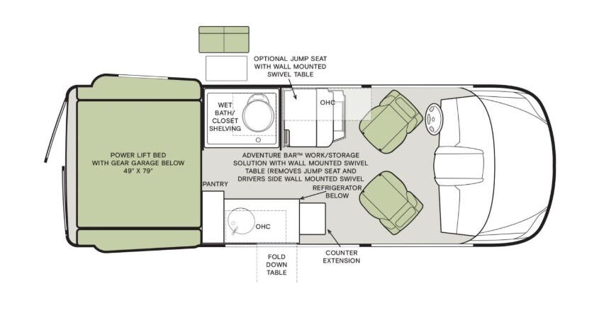 View 2026 Tiffin GH1 GH1 complete specs and manufacturer brochures