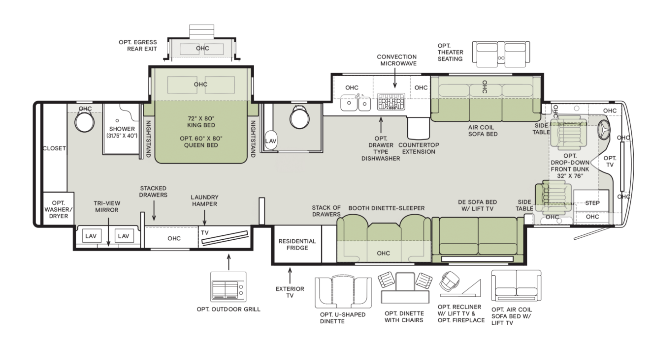 View 2026 Tiffin Phaeton 40 IH complete specs and manufacturer brochures