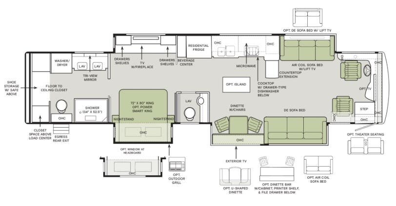 View 2026 Tiffin Zephyr 45 FZ complete specs and manufacturer brochures