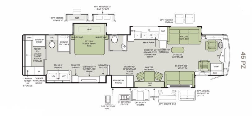 View 2026 Tiffin Zephyr 45 PZ complete specs and manufacturer brochures