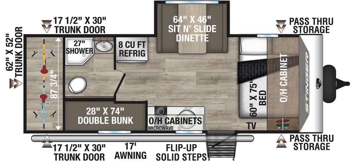 View 2026 Venture RV SportTrek Stinger STS222VUD complete specs and manufacturer brochures