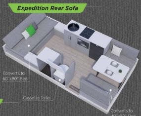 View 2027 Aliner Expedition Rear Sofa complete specs and manufacturer brochures