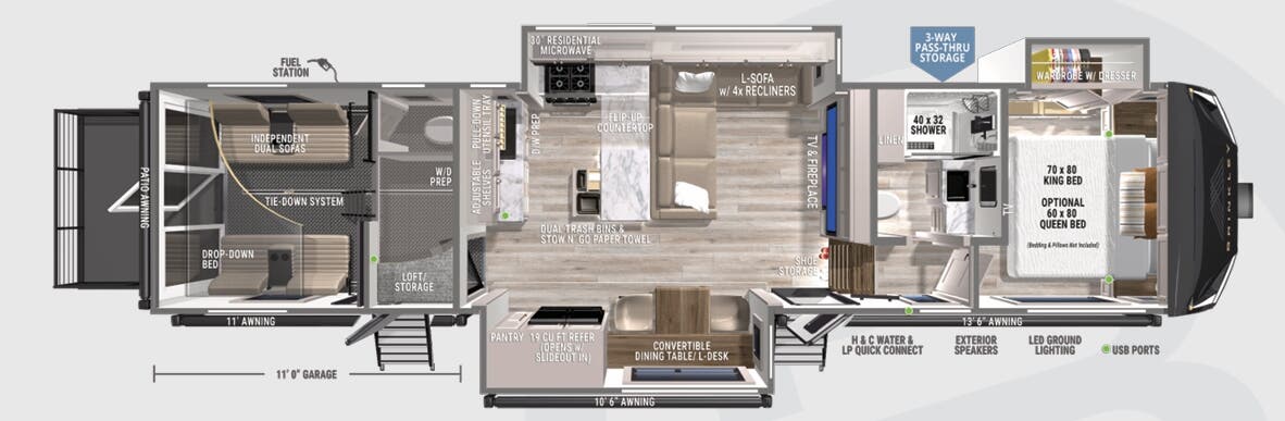 View 2027 Brinkley RV Model Gx 3450x complete specs and manufacturer brochures