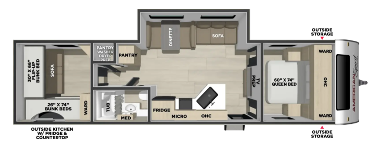 View 2027 Coachmen American Spirit DLX 5300BQB complete specs and manufacturer brochures