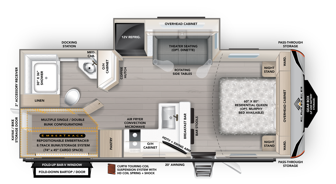 View 2027 Ember RV Touring Edition 2200ETL complete specs and manufacturer brochures