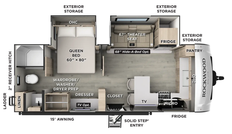 View 2027 Forest River Rockwood Mini Lite 2523MBR complete specs and manufacturer brochures