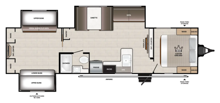 View 2027 Forest River Wildwood 31KQBTS complete specs and manufacturer brochures