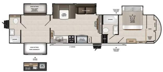 View 2027 Forest River Wildwood Heritage Glen 356QB complete specs and manufacturer brochures