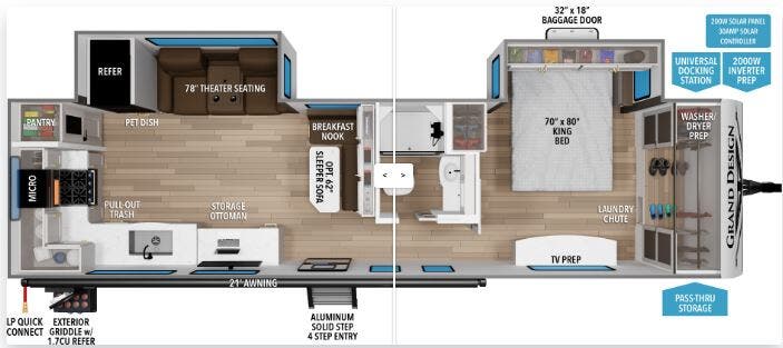 View 2027 Grand Design Transcend 315RKT complete specs and manufacturer brochures