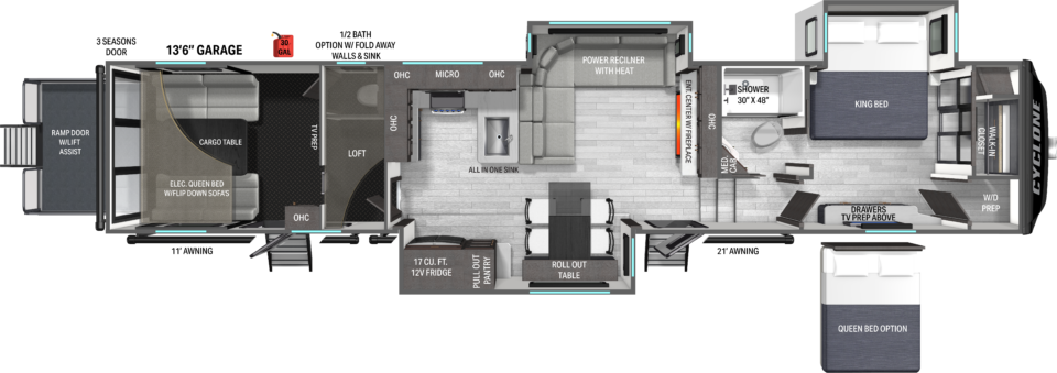 View 2027 Heartland Cyclone 3913 complete specs and manufacturer brochures