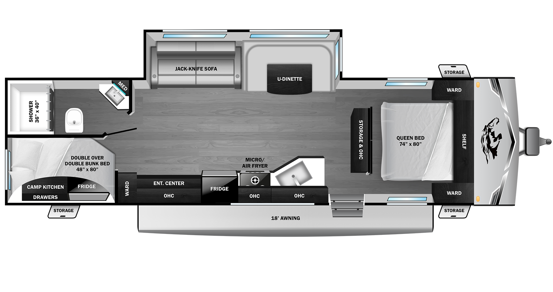 View 2027 Highland Ridge Open Range Colt 28DBS complete specs and manufacturer brochures
