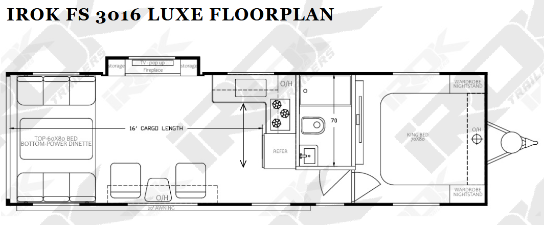 View 2027 Irok Trailers FS-S Luxe 3016 complete specs and manufacturer brochures