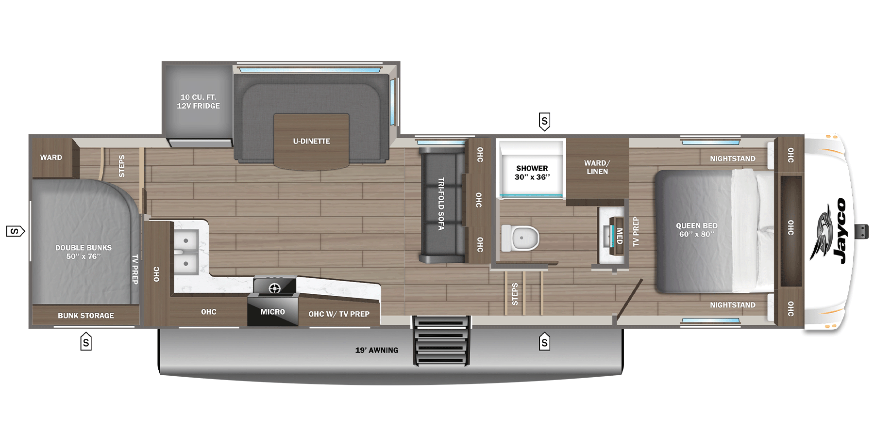 View 2027 Jayco Eagle SLE 28BHU complete specs and manufacturer brochures