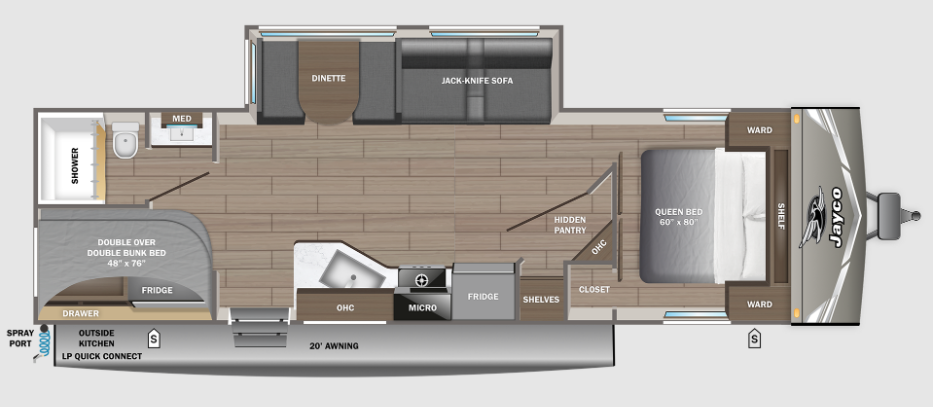 View 2027 Jayco Jay Flight 263BHSW complete specs and manufacturer brochures