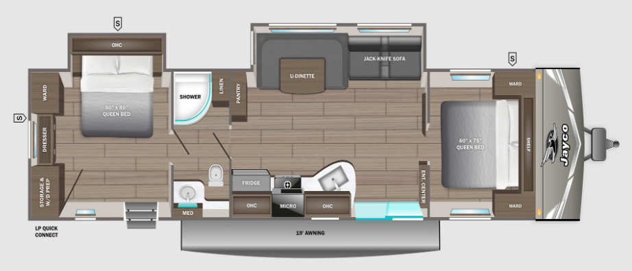 View 2027 Jayco Jay Flight 380DQS complete specs and manufacturer brochures
