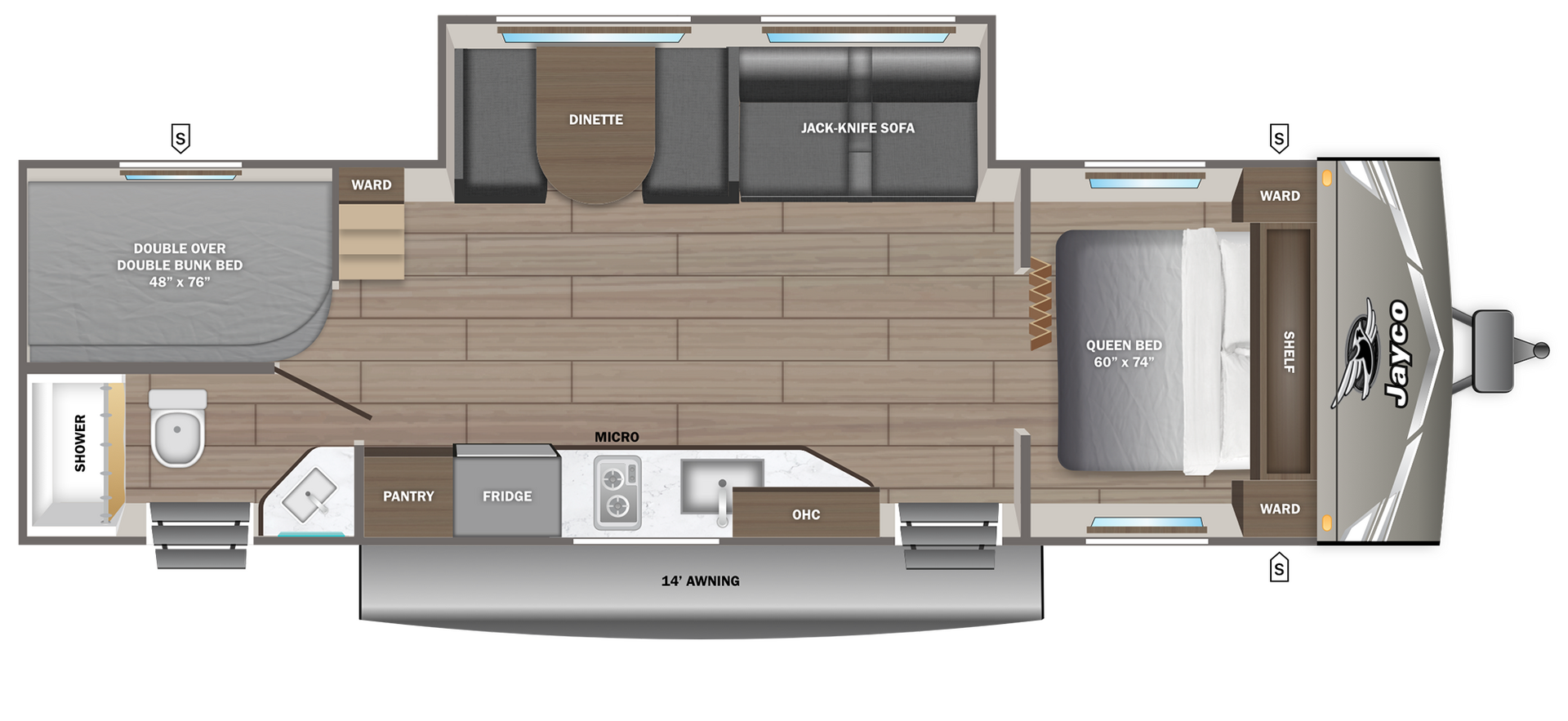 View 2027 Jayco Jay Flight Sport Edition 270BHS complete specs and manufacturer brochures