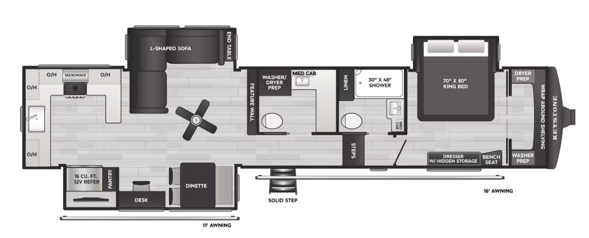 View 2027 Keystone Arcadia 3850RK complete specs and manufacturer brochures