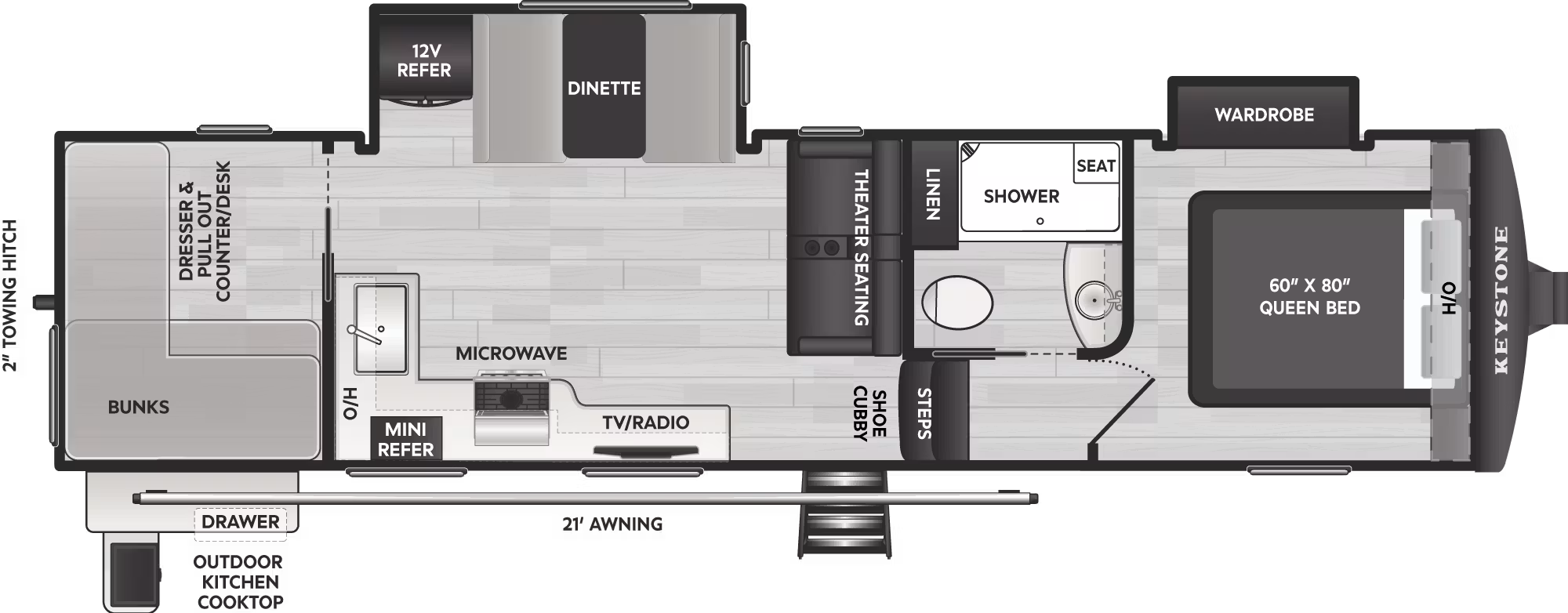 View 2027 Keystone Arcadia Super Lite 308SLBH complete specs and manufacturer brochures