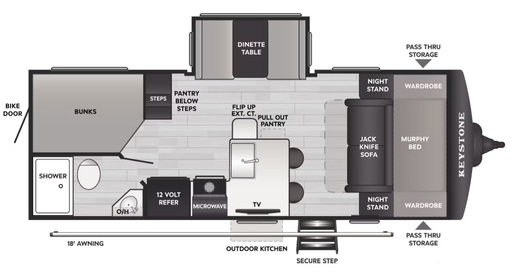 View 2027 Keystone Bullet Crossfire 222BHS complete specs and manufacturer brochures