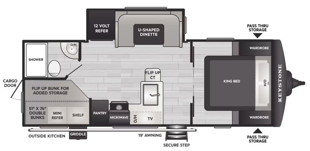 View 2027 Keystone Bullet Crossfire 2290BH complete specs and manufacturer brochures