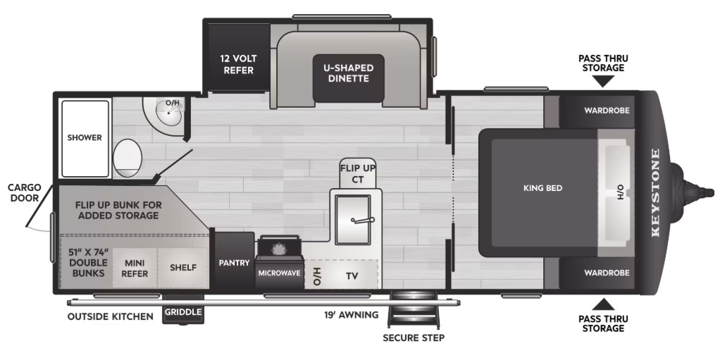 View 2027 Keystone Bullet Crossfire 2290BHWE complete specs and manufacturer brochures