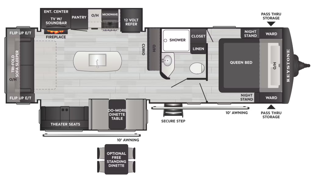 View 2027 Keystone Bullet Crossfire 287RLS complete specs and manufacturer brochures