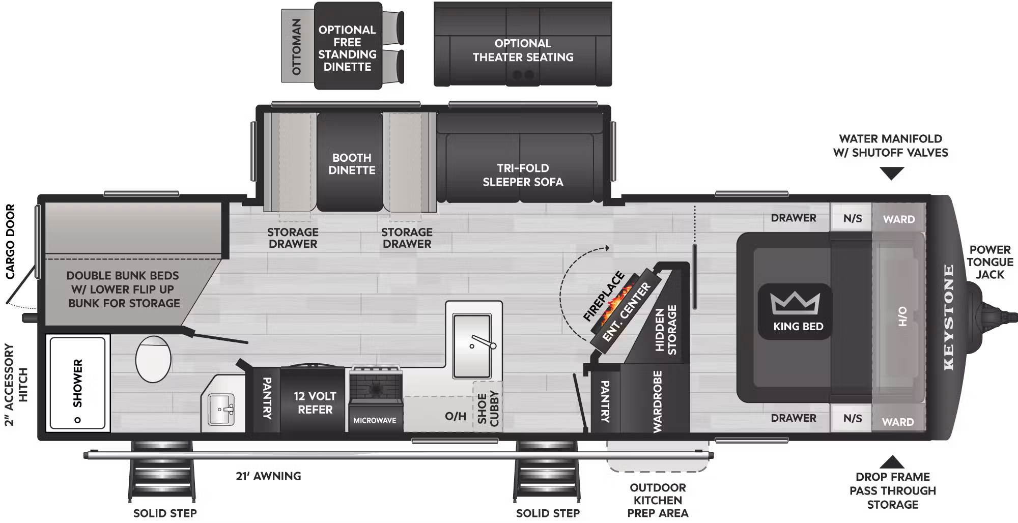 View 2027 Keystone Cougar Half-Ton 28BHS complete specs and manufacturer brochures