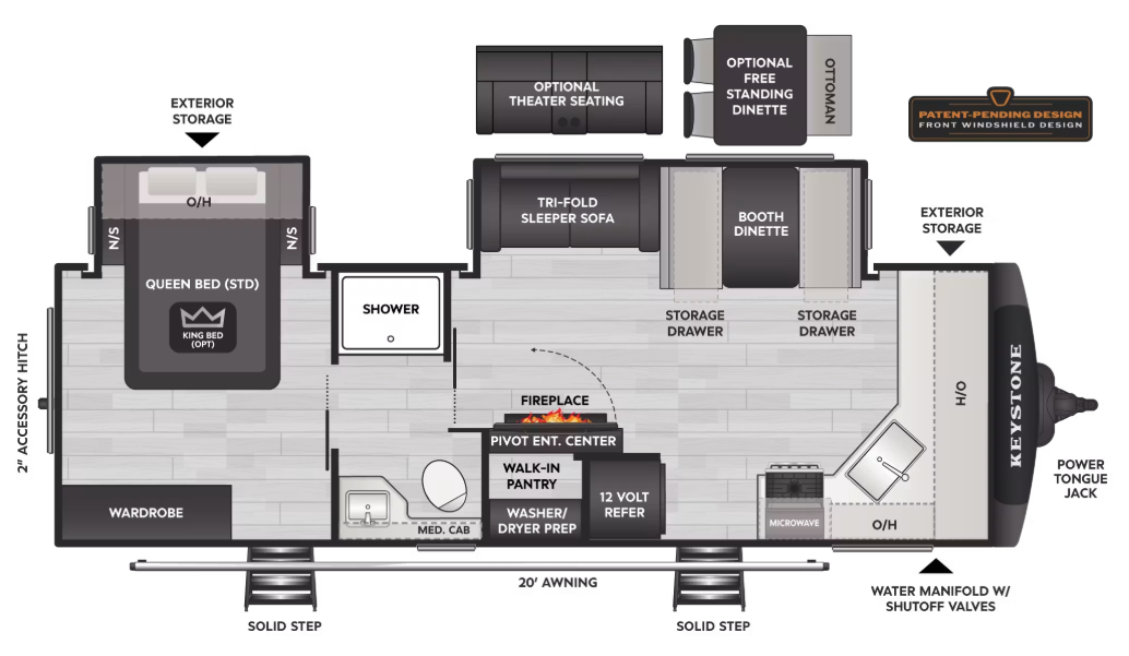 View 2027 Keystone Cougar Western 25FKWE complete specs and manufacturer brochures