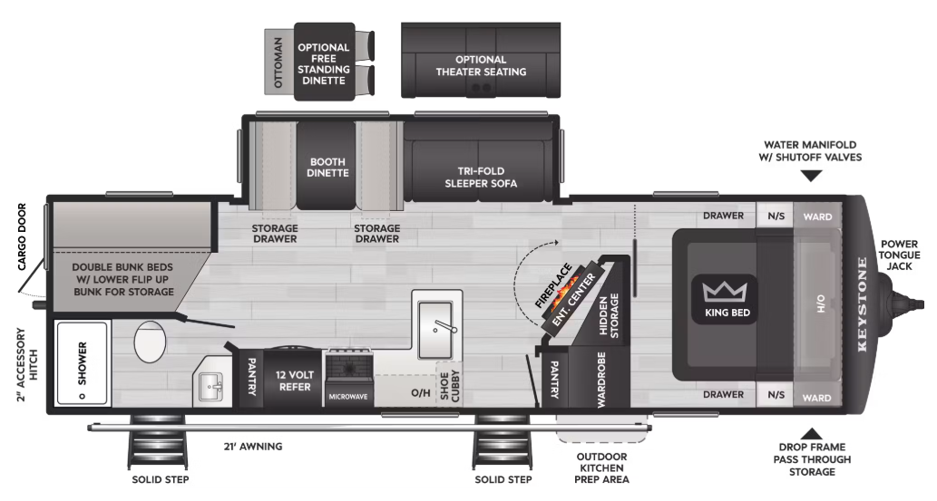 View 2027 Keystone Cougar Western 28BHWE complete specs and manufacturer brochures