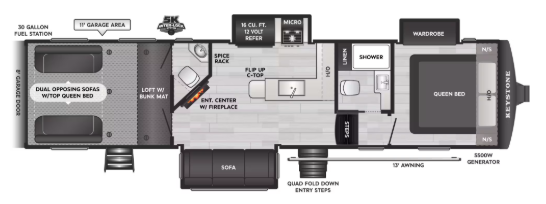 View 2027 Keystone Fuzion Impact 337 complete specs and manufacturer brochures