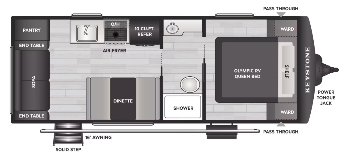 View 2027 Keystone Hideout 210RLWE complete specs and manufacturer brochures
