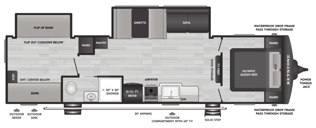 View 2027 Keystone Hideout Max 310XBR complete specs and manufacturer brochures