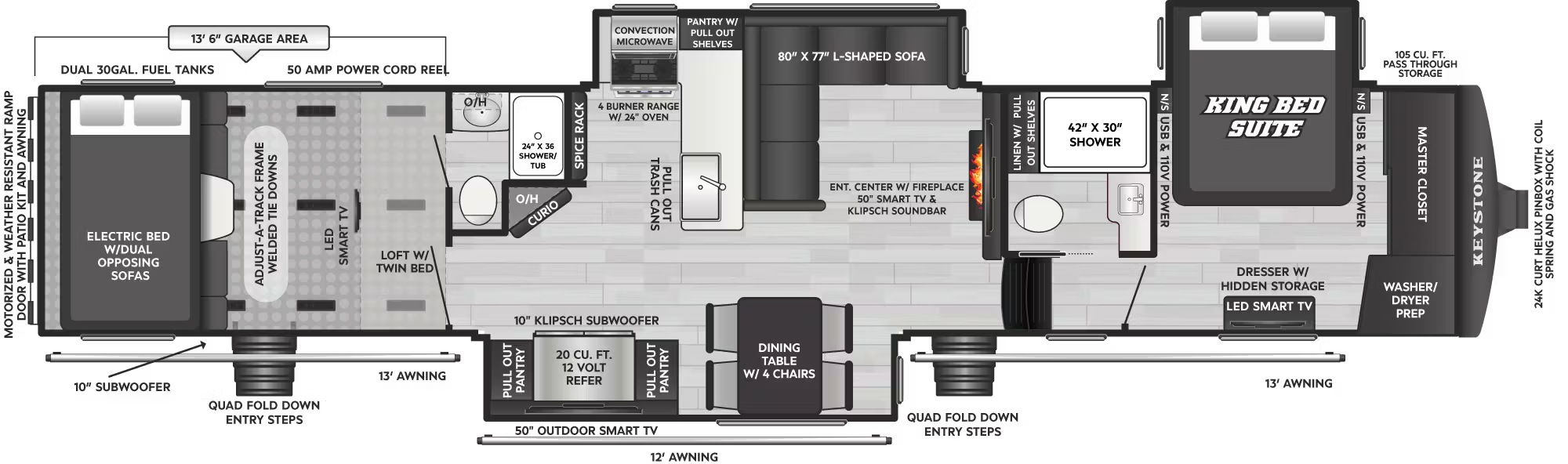 View 2027 Keystone Raptor 433 complete specs and manufacturer brochures