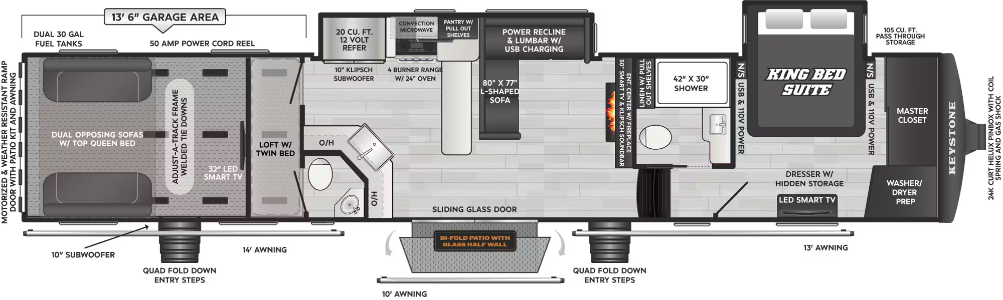 View 2027 Keystone Raptor 444 complete specs and manufacturer brochures