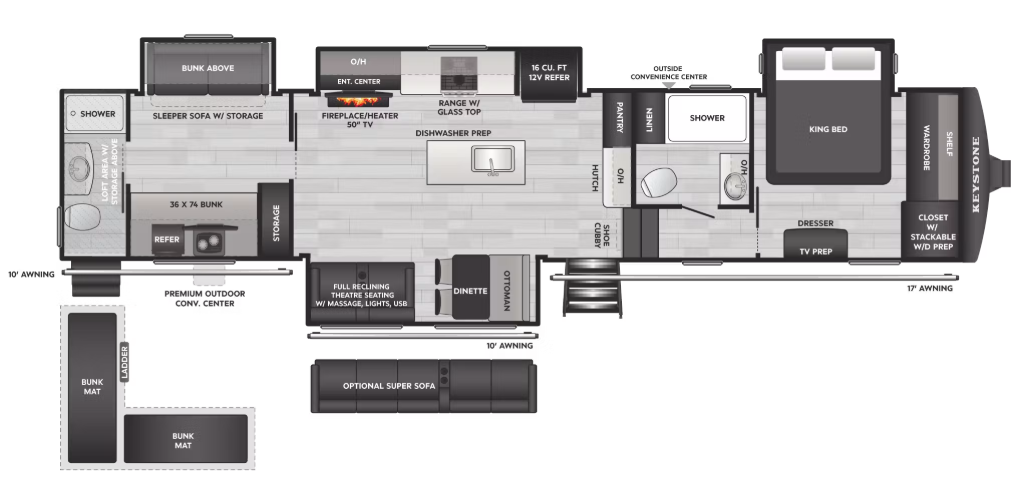 View 2027 Keystone Sprinter 3800FLB complete specs and manufacturer brochures