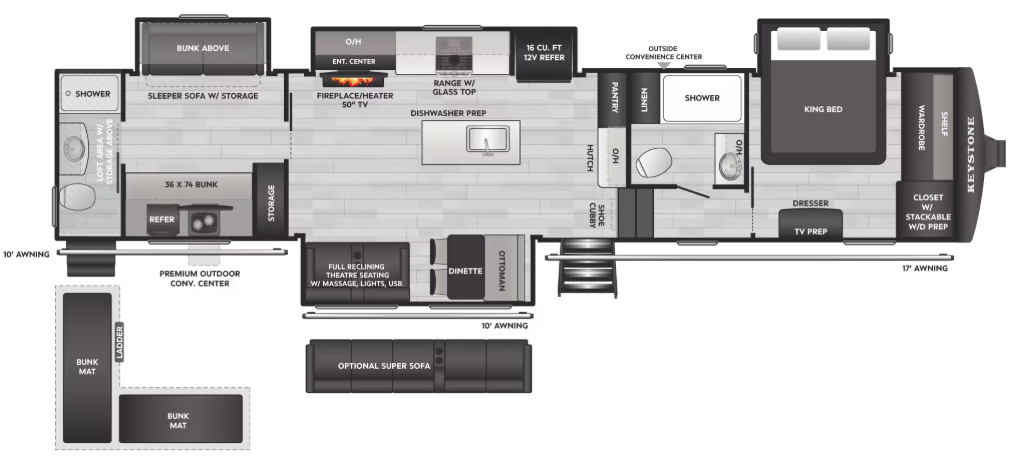 View 2027 Keystone Sprinter 3900DBL complete specs and manufacturer brochures