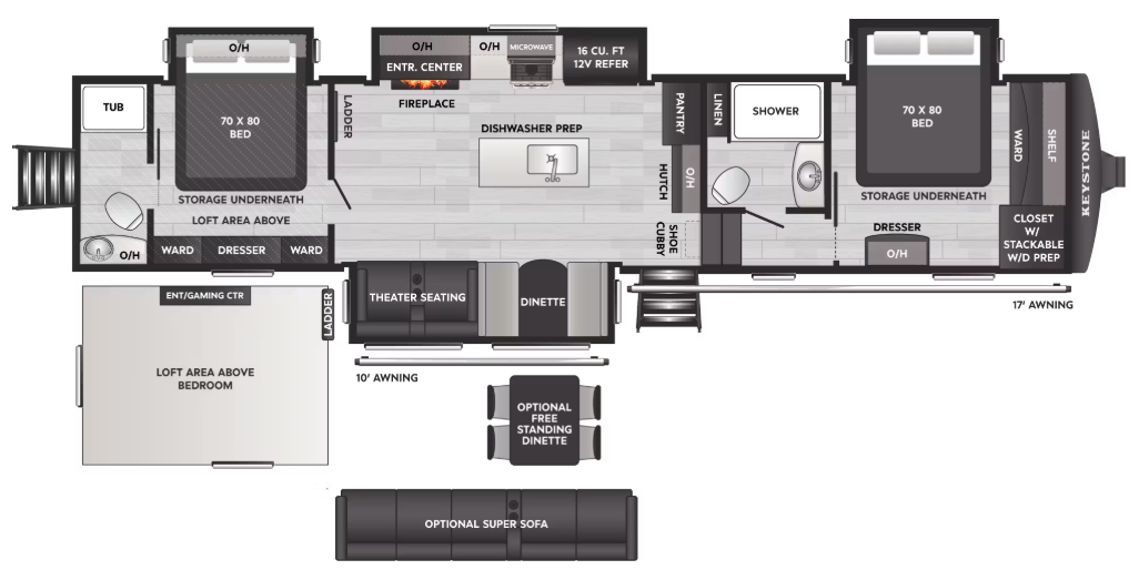 View 2027 Keystone Sprinter 3920DSL complete specs and manufacturer brochures
