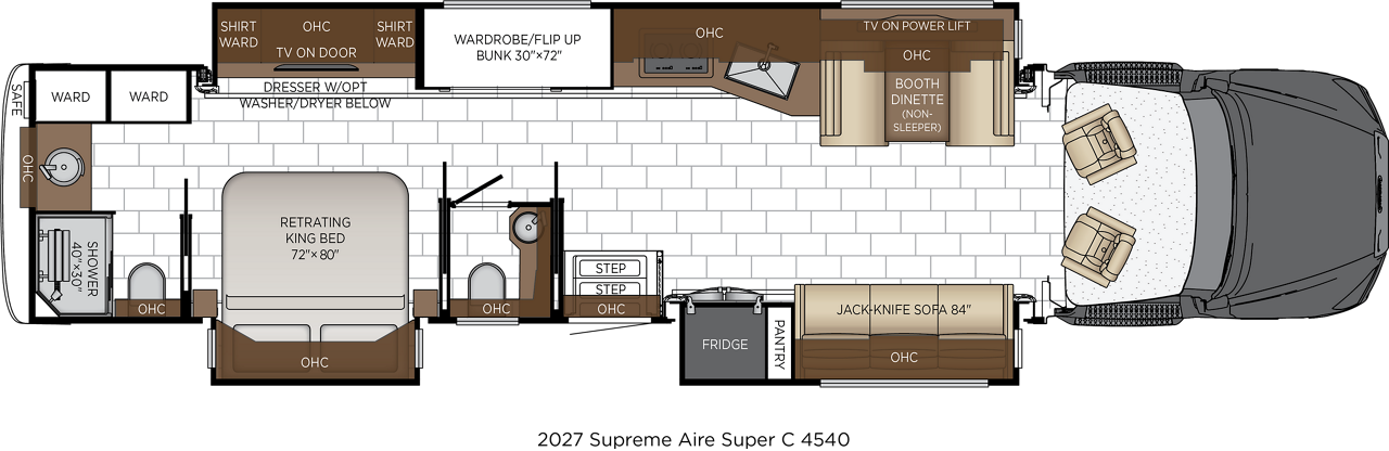 View 2027 Newmar Supreme Aire 4540 complete specs and manufacturer brochures