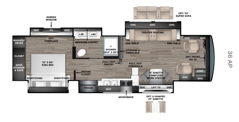 View 2027 Tiffin Allegro Bus 36 AP complete specs and manufacturer brochures