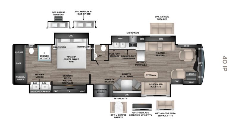 View 2027 Tiffin Allegro Bus 40 IP complete specs and manufacturer brochures