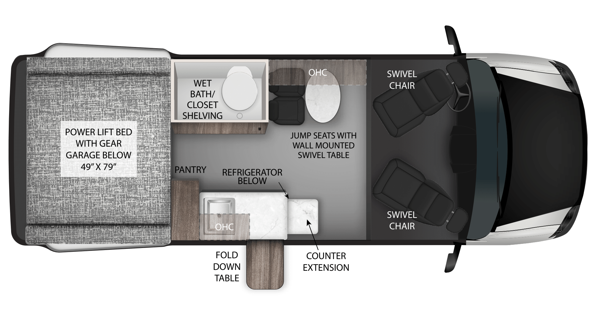 View 2027 Tiffin GH1 19AV complete specs and manufacturer brochures
